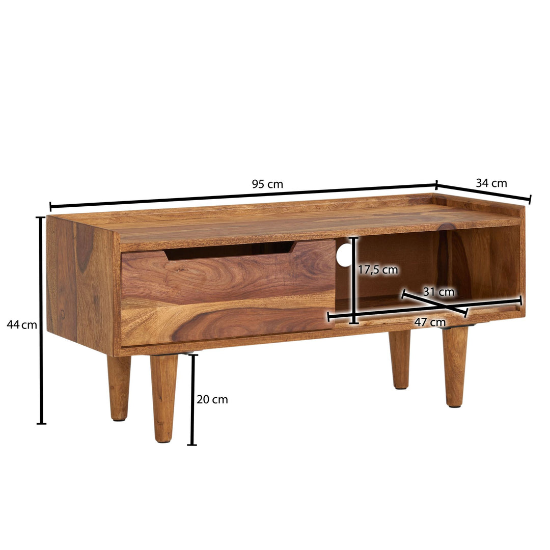 TV-Schrank Sheeshamholz_ bis 50-Zoll_ Schiebetür_ 2 Fächer_ Handarbeit - KADIMA DESIGN_Größe_ 95x34x44 cm_