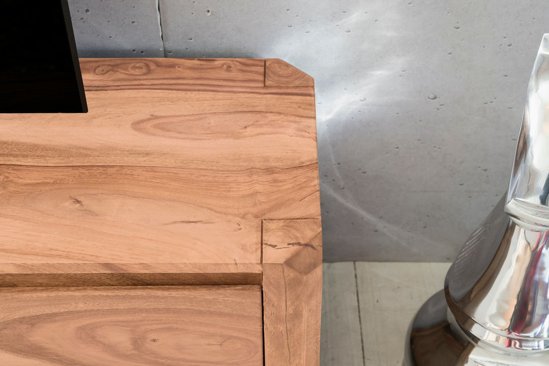 Lowboard TEKO_ Massivholz_ viel Stauraum_ Sheesham oder Akazie_ 4 Holzbeine - KADIMA DESIGN_Farbe_ Beige_ Größe_ 140x35x40 cm_