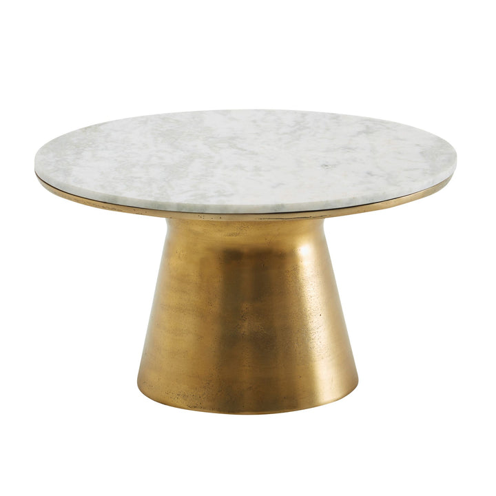 Eleganter Marmortisch_ runder Couchtisch aus indischem Marmor in Weiß & Gold_ 60x60x34 cm - KADIMA DESIGN_Größe_ 60x60x34 cm_#sku_BARWL6.628#