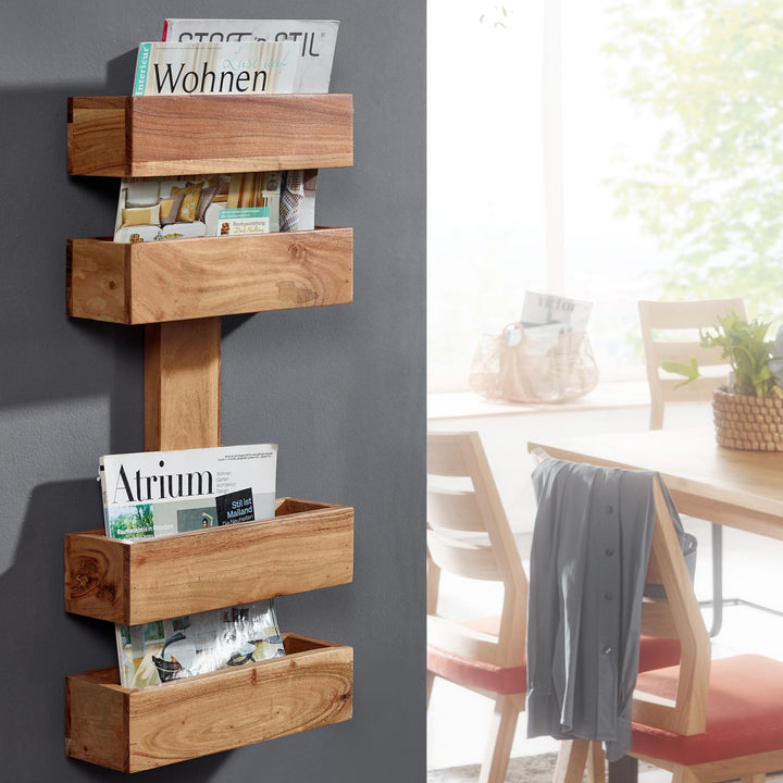 Zeitungsständer NAKO Massivholz_ Klassisch_ stilvoll_ viel Stauraum_ handgefertigt - KADIMA DESIGN_Farbe_ Beige_ Größe_ 30x10x72 cm_