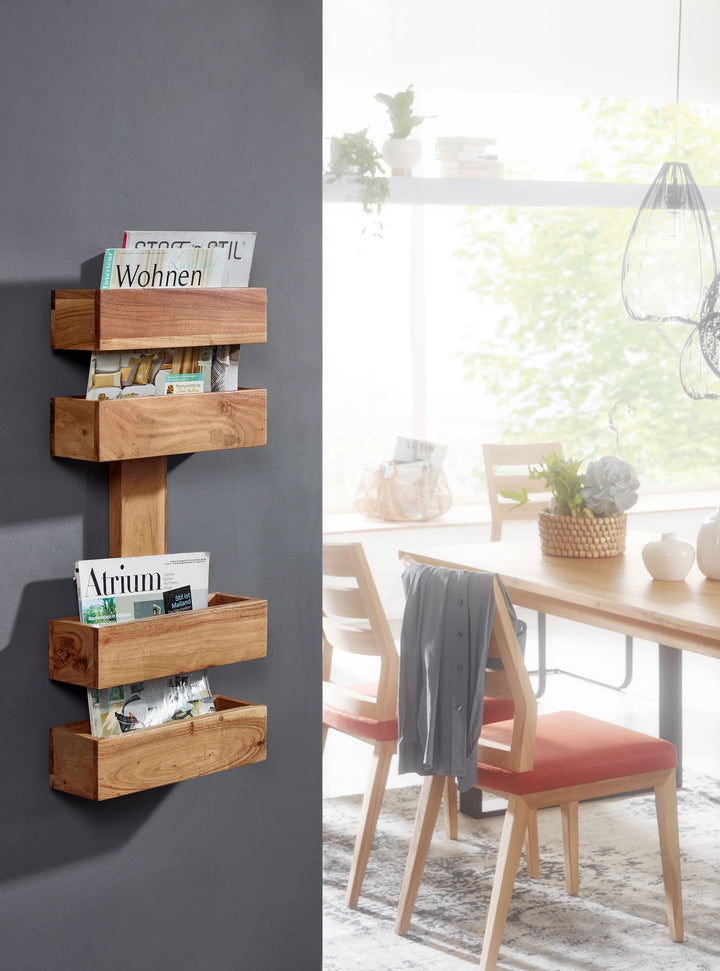 Zeitungsständer NAKO Massivholz_ Klassisch_ stilvoll_ viel Stauraum_ handgefertigt - KADIMA DESIGN_Farbe_ Beige_ Größe_ 30x10x72 cm_