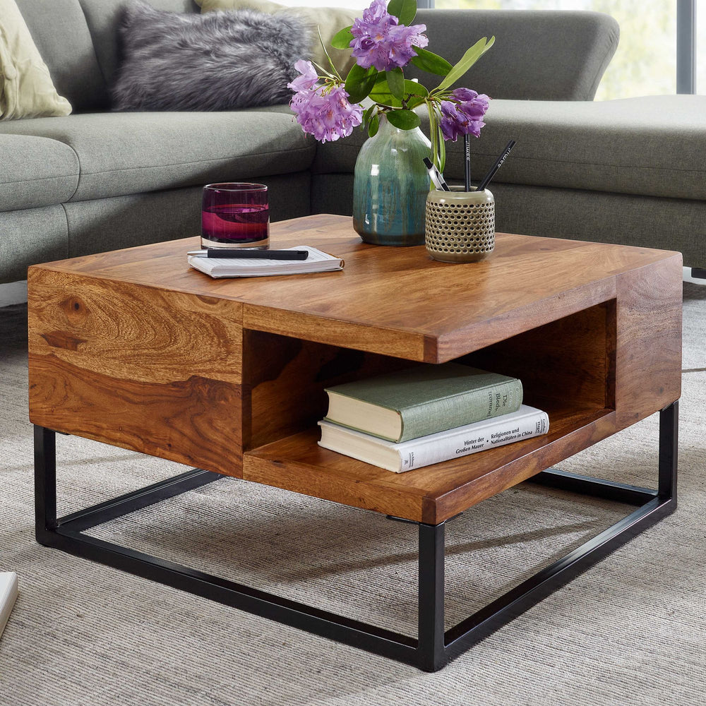 Sofatisch_ Sheeshamholz_ Staufach_ 60x60x34_5 cm_ Industrial-Design - KADIMA DESIGN_Größe_ 60x60x35 cm_