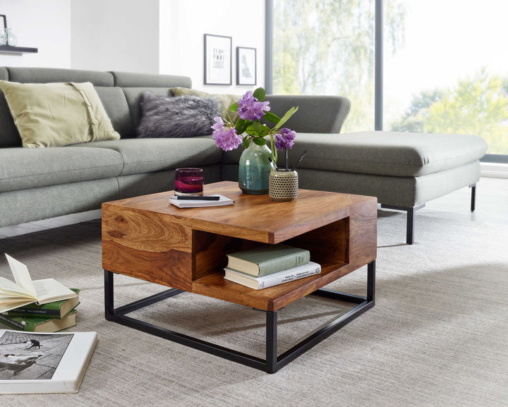 Sofatisch_ Sheeshamholz_ Staufach_ 60x60x34_5 cm_ Industrial-Design - KADIMA DESIGN_Größe_ 60x60x35 cm_