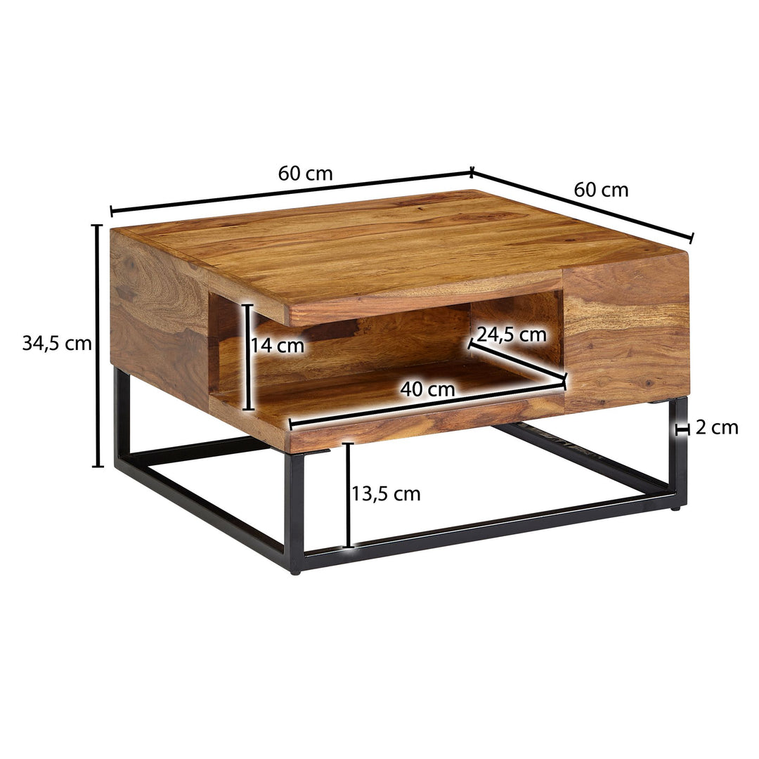 Sofatisch_ Sheeshamholz_ Staufach_ 60x60x34_5 cm_ Industrial-Design - KADIMA DESIGN_Größe_ 60x60x35 cm_