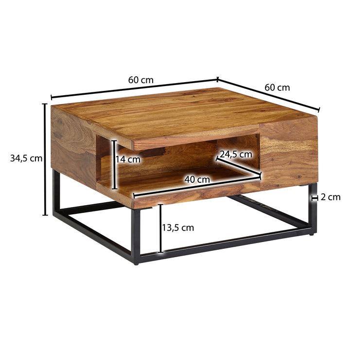 Sofatisch_ Sheeshamholz_ Staufach_ 60x60x34_5 cm_ Industrial-Design - KADIMA DESIGN_Größe_ 60x60x35 cm_
