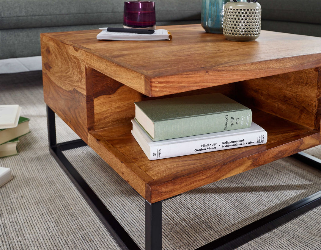 Sofatisch_ Sheeshamholz_ Staufach_ 60x60x34_5 cm_ Industrial-Design - KADIMA DESIGN_Größe_ 60x60x35 cm_