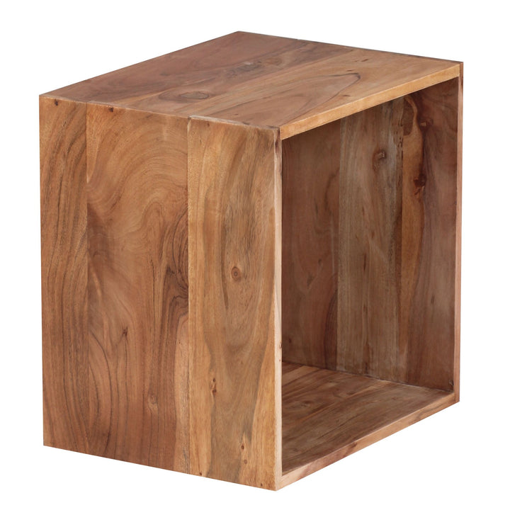 Cube Regal NAKO_ Massivholz_ Beistelltisch/Bücherregal_ vielseitig_ pflegeleicht - KADIMA DESIGN_Farbe_ Beige_ Größe_ 43x33x43 cm_