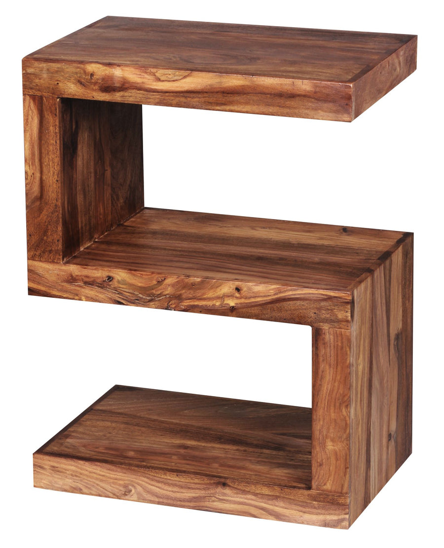 KADIMA DESIGN Masiver Holz Beistelltisch "S" Cube NAKO_ Handgefertigt_ Landhaus-Stil Design_ Vielseitiges Möbelstück_Braun_#sku_BARWL1.302#