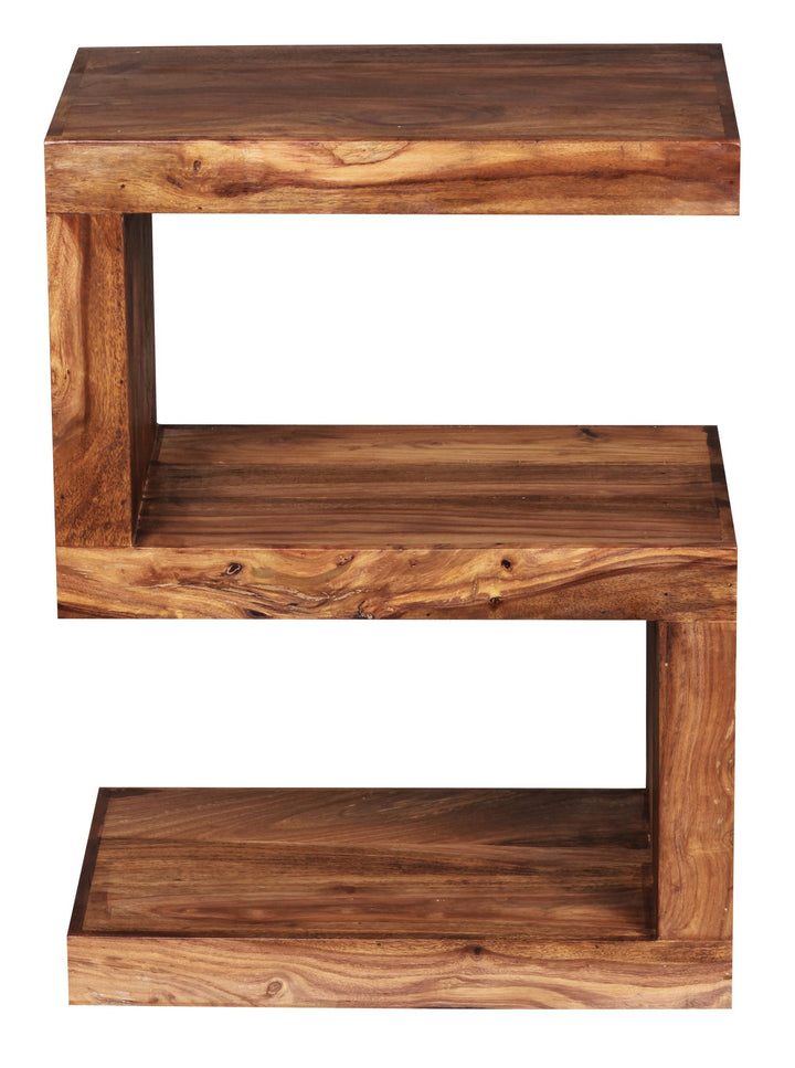Beistelltisch &amp;quot;S&amp;quot; Cube NAKO_ Sheesham-Holz_ S-Form_ 44x30 cm_ 60 cm Höhe_ handgefertigt - KADIMA DESIGN_Farbe_ Braun_ Größe_ 44x30x60 cm_