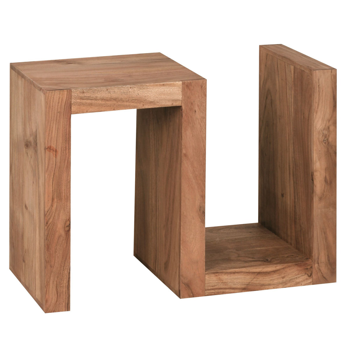 Beistelltisch "S" Cube NAKO_ Sheesham-Holz_ S-Form_ 44x30 cm_ 60 cm Höhe_ handgefertigt - KADIMA DESIGN_Farbe_ Beige_ Größe_ 44x30x60 cm_