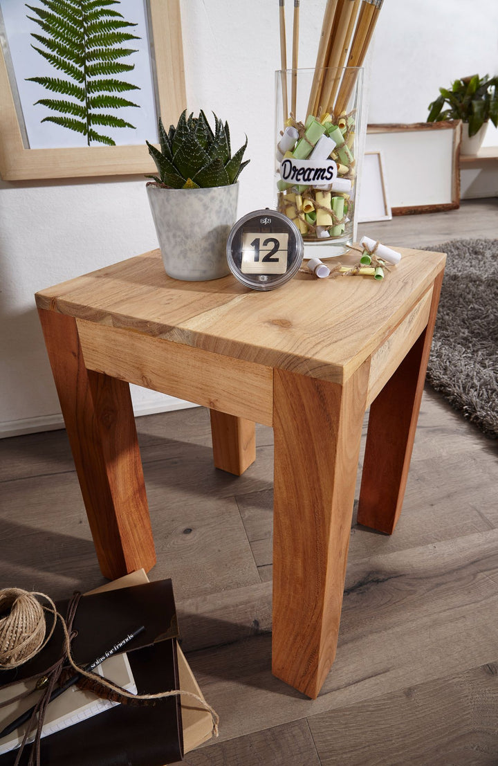 Massivholz-Tisch NAKO_ Handgefertigt_ 45x40x45 cm_ Sheeshamholz_ 50kg Belastbarkeit - KADIMA DESIGN_Farbe_ Beige_ Größe_ 35x35x45 cm_