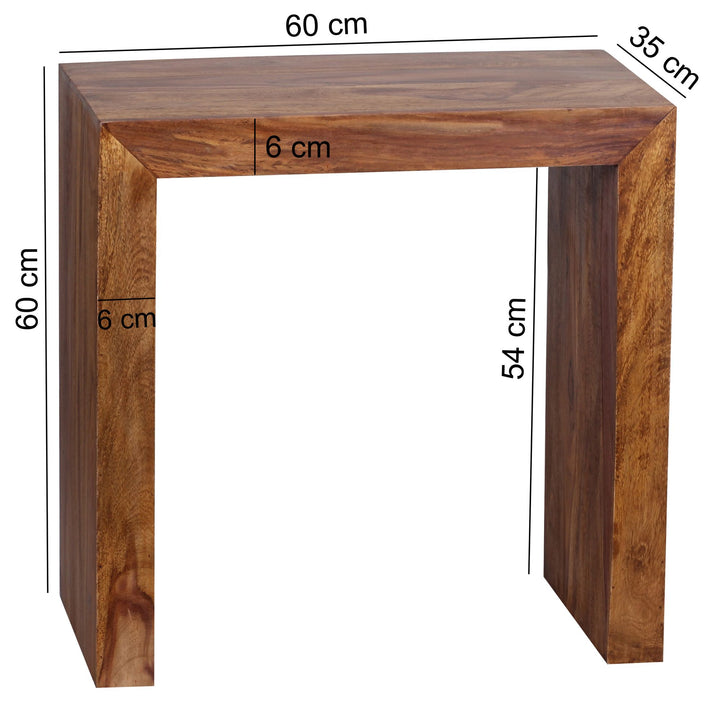Massivholz-Beistelltisch NAKO_ Einzigartig_ zeitlos_ 60x35x60 cm_ handgefertigt - KADIMA DESIGN_Farbe_ Braun_ Größe_ 60x35x60 cm_