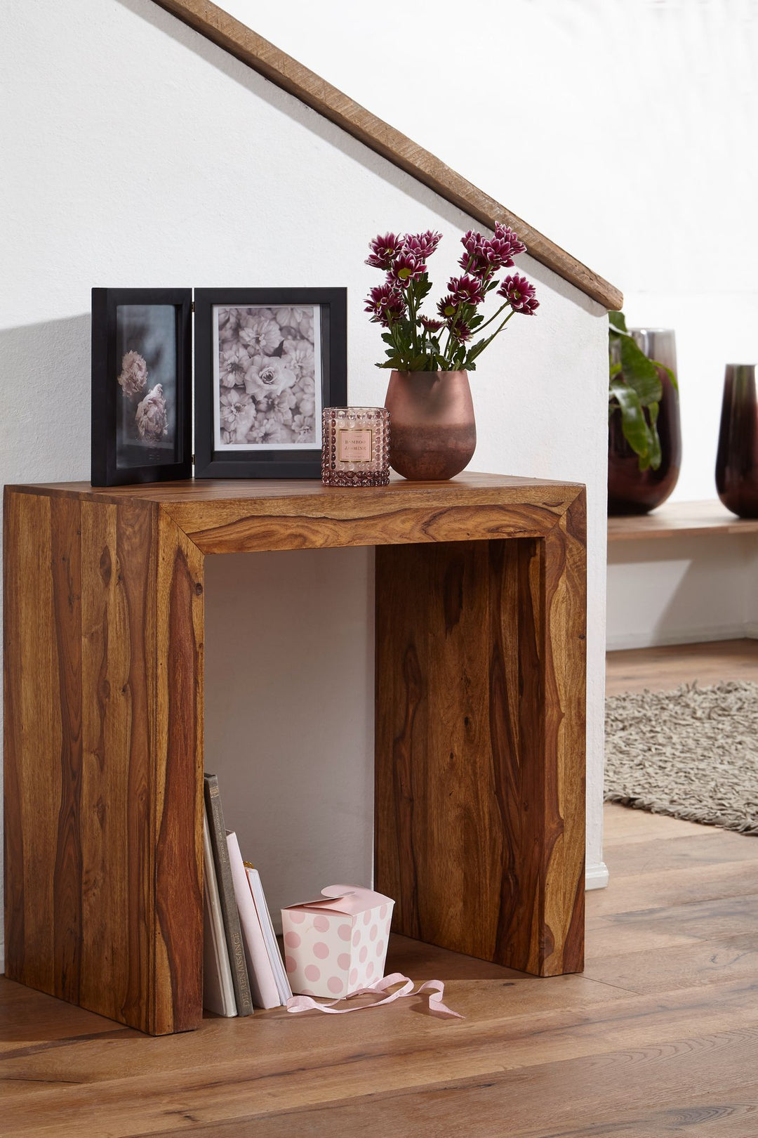 Massivholz-Beistelltisch NAKO_ Einzigartig_ zeitlos_ 60x35x60 cm_ handgefertigt - KADIMA DESIGN_Farbe_ Braun_ Größe_ 60x35x60 cm_