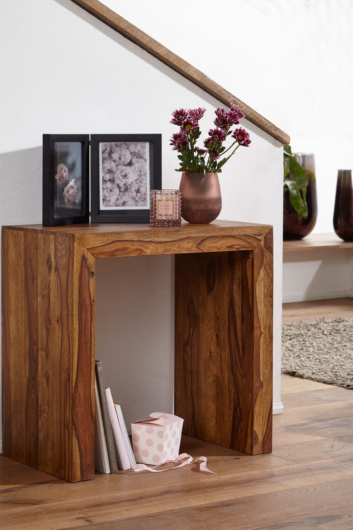 Massivholz-Beistelltisch NAKO_ Einzigartig_ zeitlos_ 60x35x60 cm_ handgefertigt - KADIMA DESIGN_Farbe_ Braun_ Größe_ 60x35x60 cm_