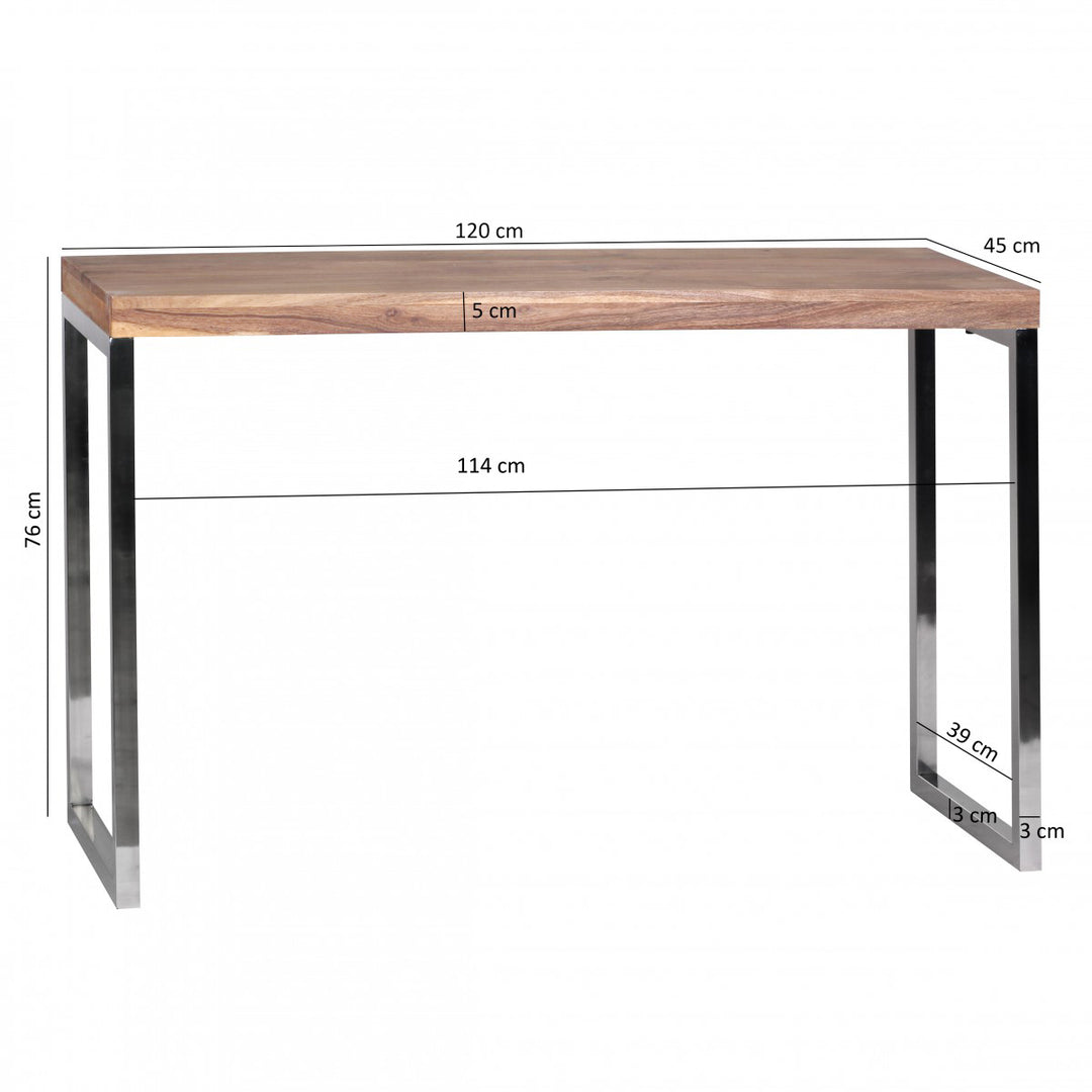 Konsolentisch ISEN_ Flexibel_ 120x76x45 cm_ Massivholz_ Chromgestell_ handgefertigt - KADIMA DESIGN_Farbe_ Beige_ Größe_ 120x45x77 cm_#sku_BARWL1.457#