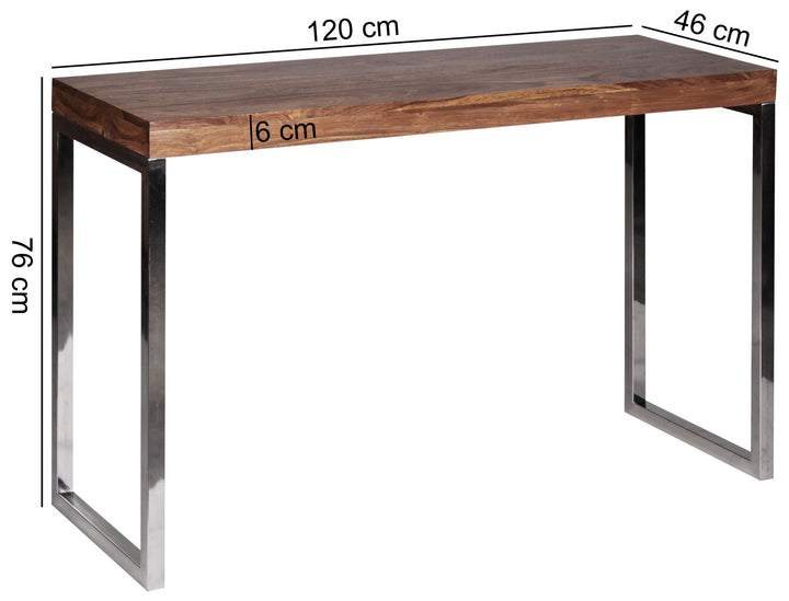 Konsolentisch ISEN_ Flexibel_ 120x76x45 cm_ Massivholz_ Chromgestell_ handgefertigt - KADIMA DESIGN_Farbe_ Braun_ Größe_ 120x45x77 cm_