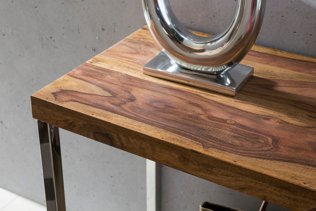 Konsolentisch ISEN_ Flexibel_ 120x76x45 cm_ Massivholz_ Chromgestell_ handgefertigt - KADIMA DESIGN_Farbe_ Braun_ Größe_ 120x45x77 cm_