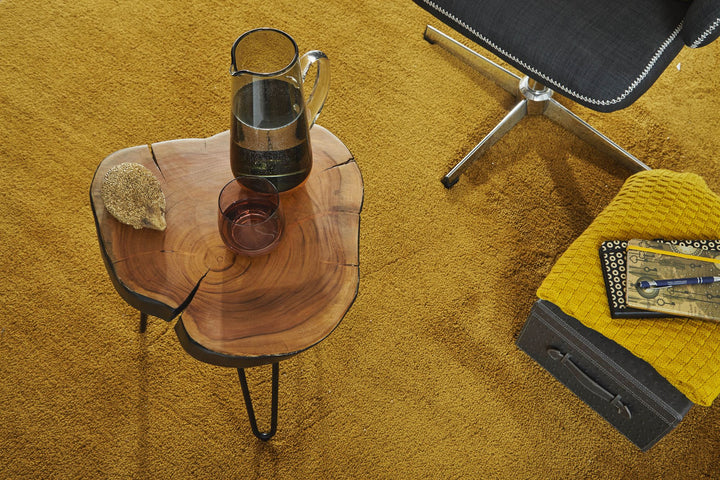 Beistelltisch BALU Massivholz_ Metallbeine_ Baumstammoptik_ robust_ pflegeleicht - KADIMA DESIGN_Farbe_ Braun_ Größe_ 35x35x45 cm_