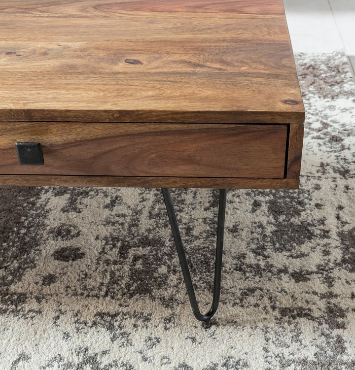 Couchtisch BALU mit Schubfächern_ 120x60x43 cm_ Sheesham Massivholz_ Metallfüße_ leichter Aufbau - KADIMA DESIGN_Farbe_ Braun_ Größe_ 110x60x40 cm_