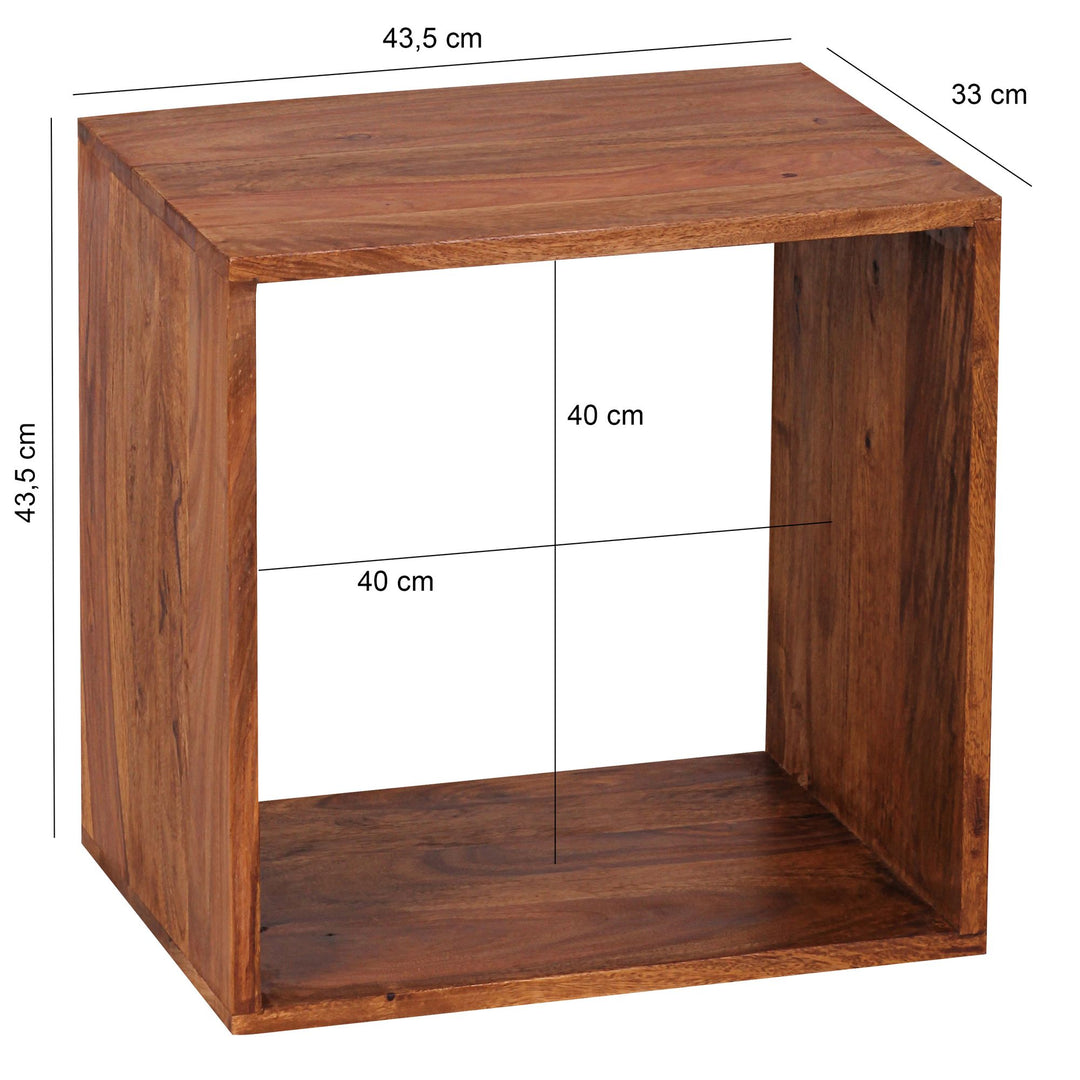 Cube Regal NAKO_ Massivholz_ Beistelltisch/Bücherregal_ vielseitig_ pflegeleicht - KADIMA DESIGN_Farbe_ Braun_ Größe_ 43x33x43 cm_#sku_BARWL1.558#