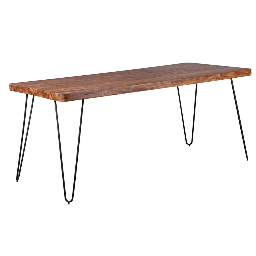 Esstisch BALU Massivholz_ 180x80 cm_ 4 Metallbeine_ handgefertigtes Unikat_ einfacher Aufbau - KADIMA DESIGN_Farbe_ Braun_ Größe_ 180x80x76 cm_