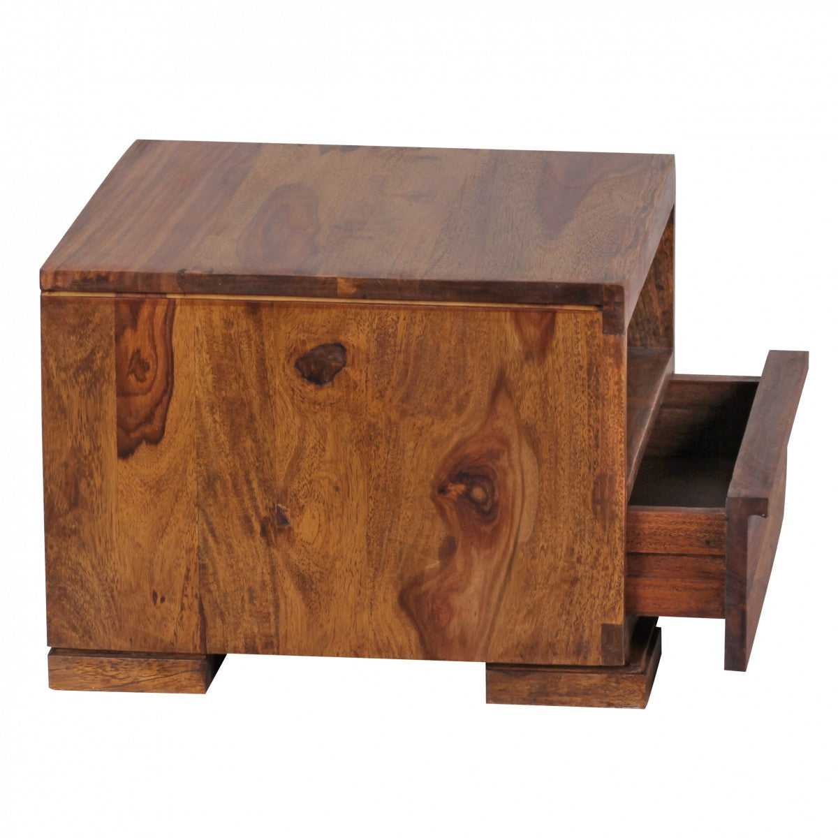 Nachtkonsole NAKO Massivholz_ Schublade_ Ablage_ Landhausstil_ pflegeleicht_ montiert geliefert - KADIMA DESIGN_Farbe_ Braun_ Größe_ 40x40x30 cm_