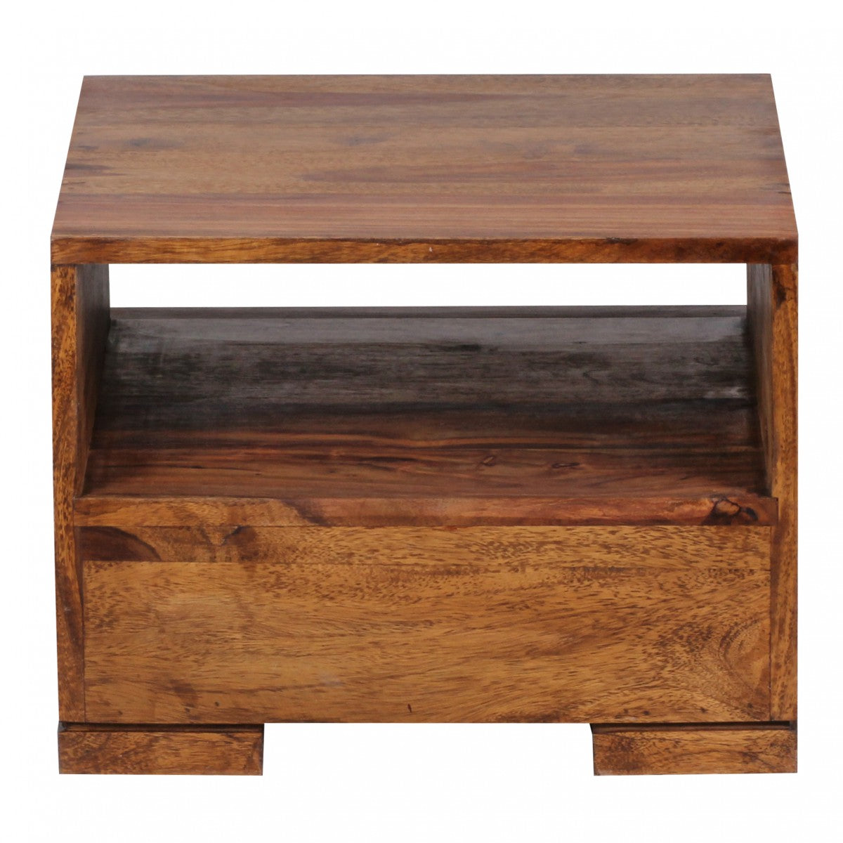 Nachtkonsole NAKO Massivholz  Schublade  Ablage  Landhausstil  pflegeleicht  montiert geliefert - KADIMA DESIGN Farbe  Braun  Größe  40x40x30 cm