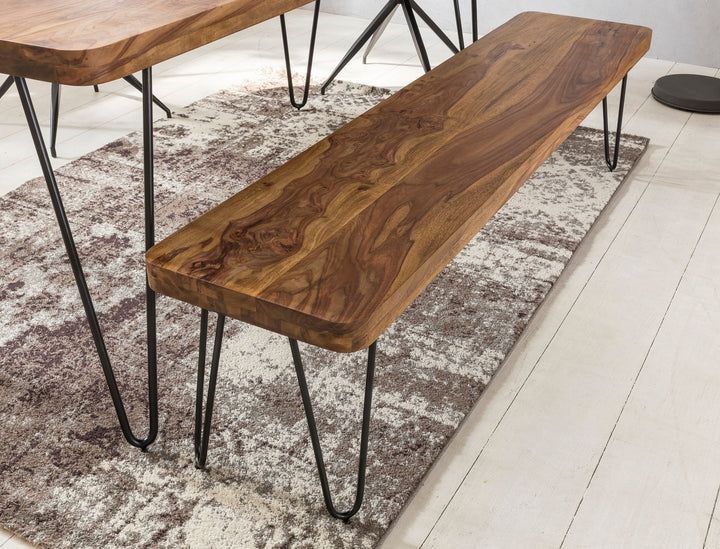 Sitzbank BALU Massivholz_ Landhausstil_ verschiedene Größen_ Metallbeine_ einfache Pflege - KADIMA DESIGN_Farbe_ Braun_ Größe_ 160x40x45 cm_