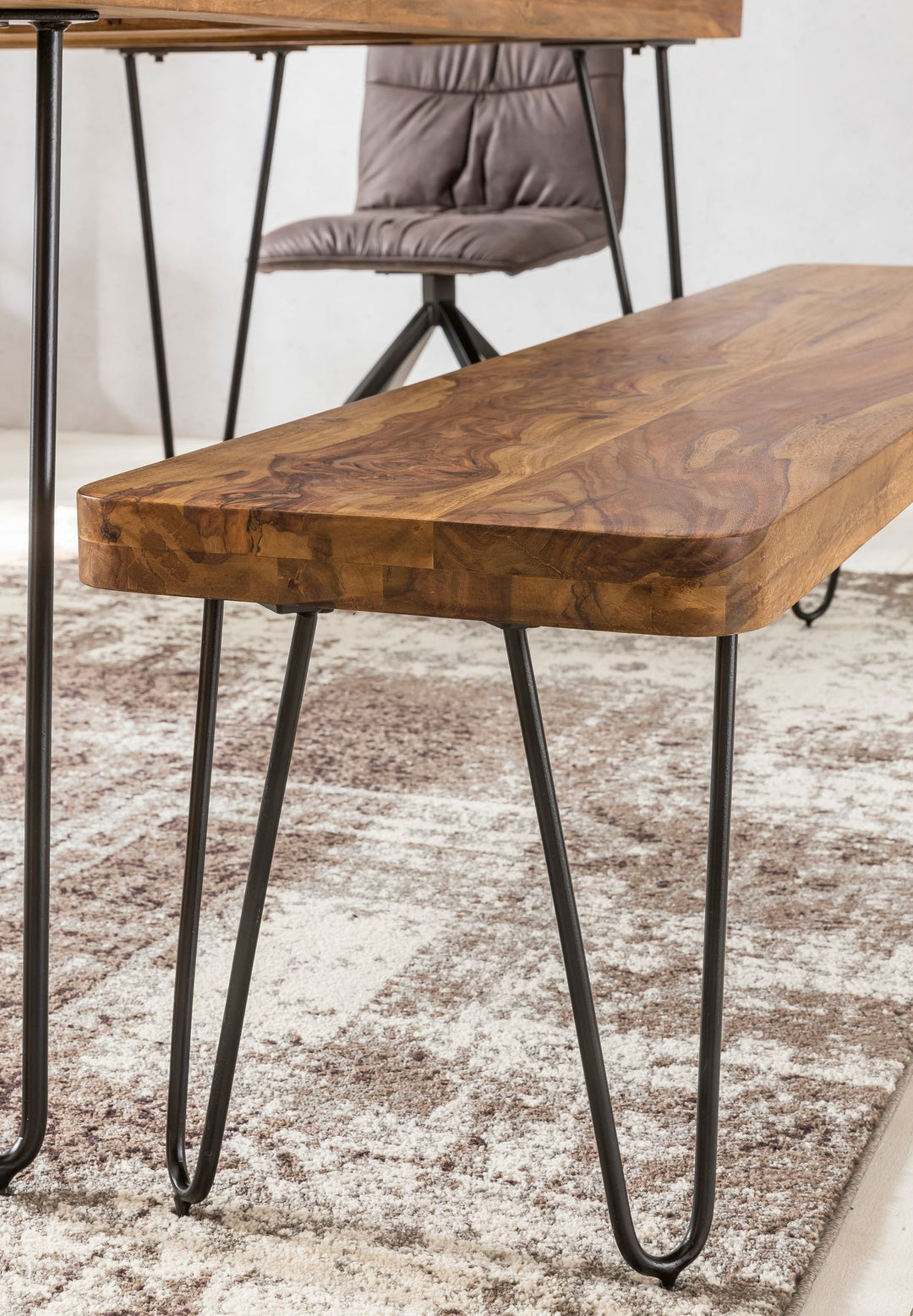 Sitzbank BALU Massivholz_ Landhausstil_ verschiedene Größen_ Metallbeine_ einfache Pflege - KADIMA DESIGN_Farbe_ Braun_ Größe_ 160x40x45 cm_