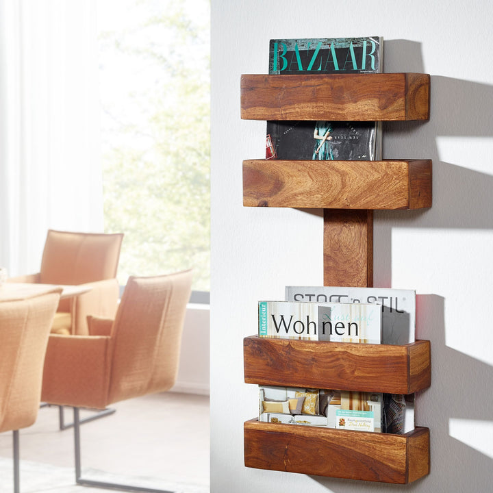 Zeitungsständer NAKO Massivholz_ Klassisch_ stilvoll_ viel Stauraum_ handgefertigt - KADIMA DESIGN_Farbe_ Braun_ Größe_ 30x10x72 cm_