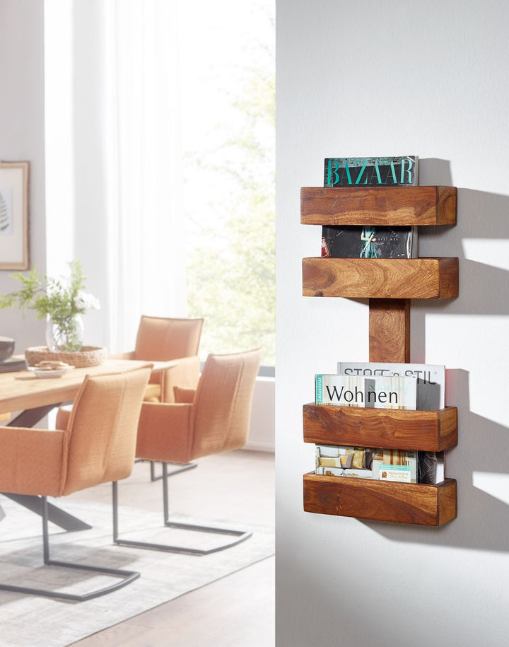 Zeitungsständer NAKO Massivholz_ Klassisch_ stilvoll_ viel Stauraum_ handgefertigt - KADIMA DESIGN_Farbe_ Braun_ Größe_ 30x10x72 cm_