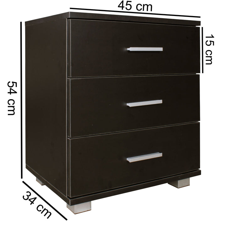 Nachtkonsole ANAPO Holz_ Modern_ 4 Standfüße_ Schwarz/Silber_ melaminharzbeschichtet - KADIMA DESIGN_Farbe_ Schwarz_ Größe_ 45x34x54 cm_