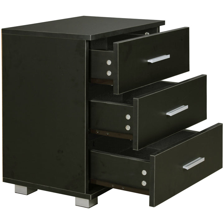 Nachtkonsole ANAPO Holz_ Modern_ 4 Standfüße_ Schwarz/Silber_ melaminharzbeschichtet - KADIMA DESIGN_Farbe_ Schwarz_ Größe_ 45x34x54 cm_