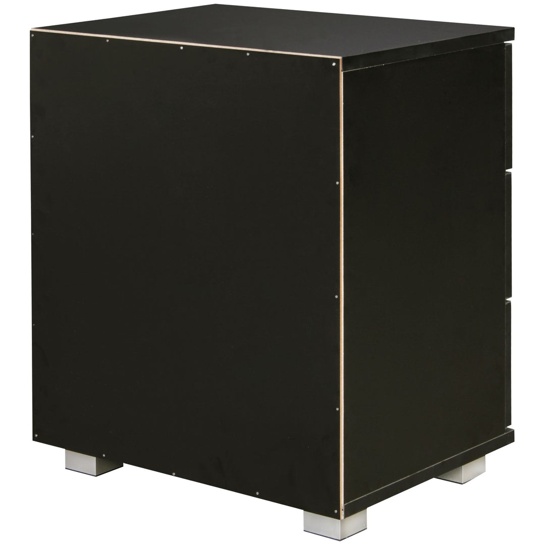 Nachtkonsole ANAPO Holz_ Modern_ 4 Standfüße_ Schwarz/Silber_ melaminharzbeschichtet - KADIMA DESIGN_Farbe_ Schwarz_ Größe_ 45x34x54 cm_