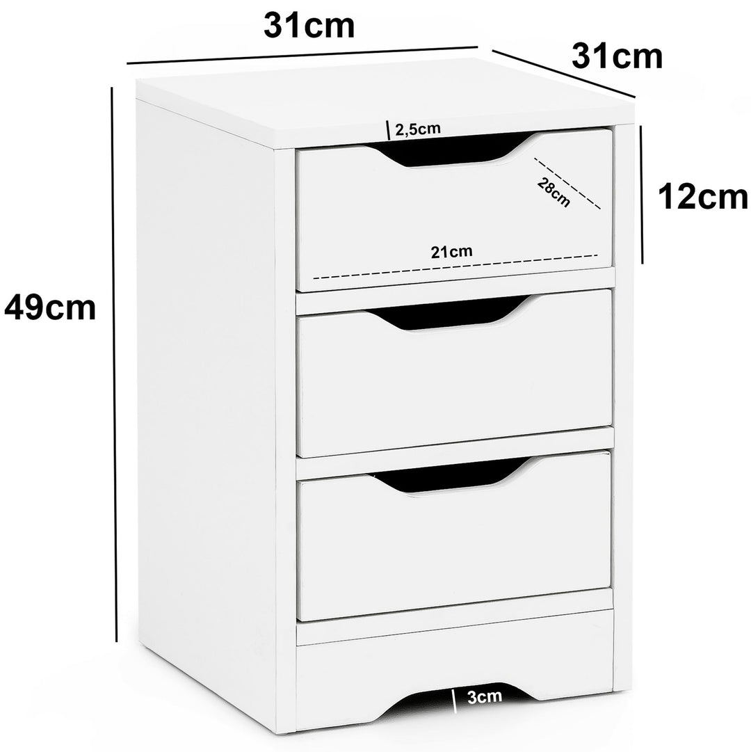 KADIMA DESIGN Moderne Nachtkonsole mit 3 Schubladen und großer Ablagefläche_Weiß_#sku_BARWL5.704#