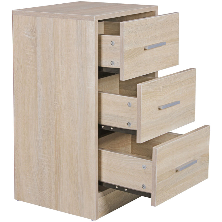 Moderner Nachtschrank_ Holz_ 3 Schubladen_ in Schwarz/Weiß/Sonoma_ melaminharzbeschichtet - KADIMA DESIGN_Farbe_ Beige_ Größe_ 38x35x68 cm_