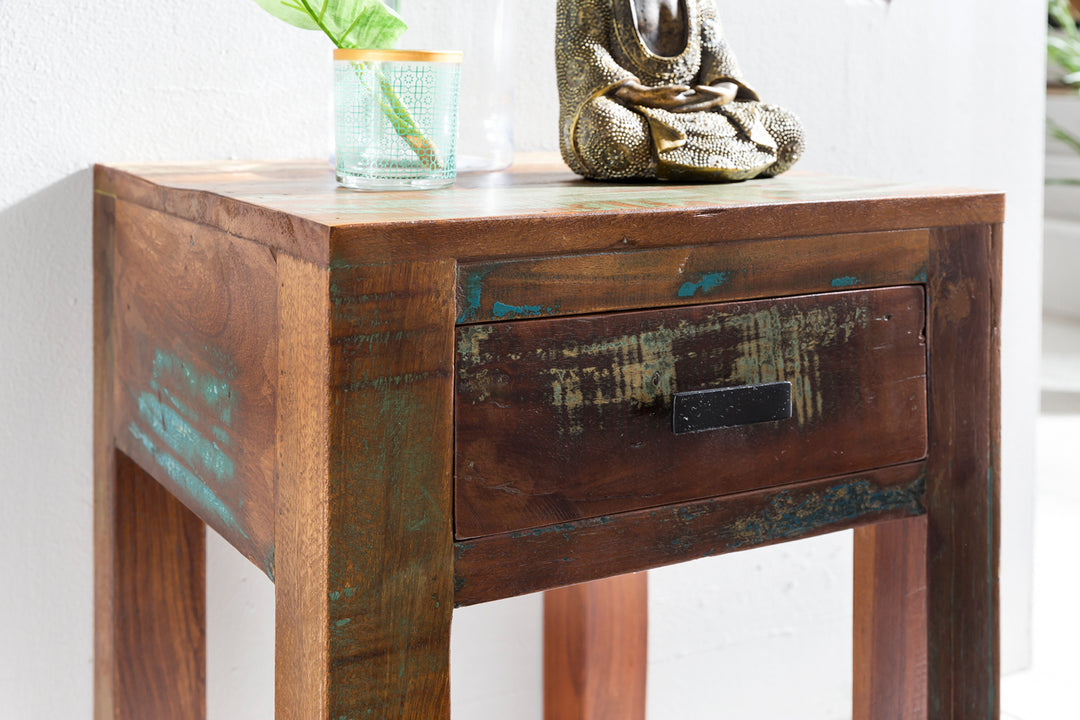 KADIMA DESIGN Nachttisch Diana - Shabby Chic Beistelltisch aus recyceltem Mango-Holz_Braun_#sku_BARWL5.074#