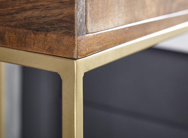 Nachttisch Mango Massivholz/Metall_ Industrial-Stil_ Boxspringbett-kompatibel_ Geräumige Schublade - KADIMA DESIGN_Größe_ 40x35x75 cm_