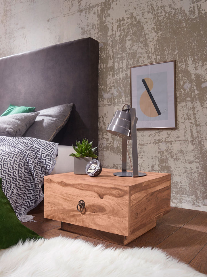 Massivholz Nachttisch NAKO_ Landhausstil_ Schublade_ 40x25x40 cm_ handgefertigt - KADIMA DESIGN_Farbe_ Beige_ Größe_ 40x40x25 cm_