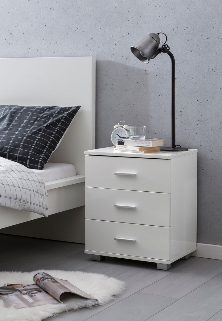 KADIMA DESIGN Nachttisch IRNO - Stilvolles Schlafzimmermöbel mit geräumigen Schubladen und großer Ablagefläche_Weiß_#sku_BARWL5.865#