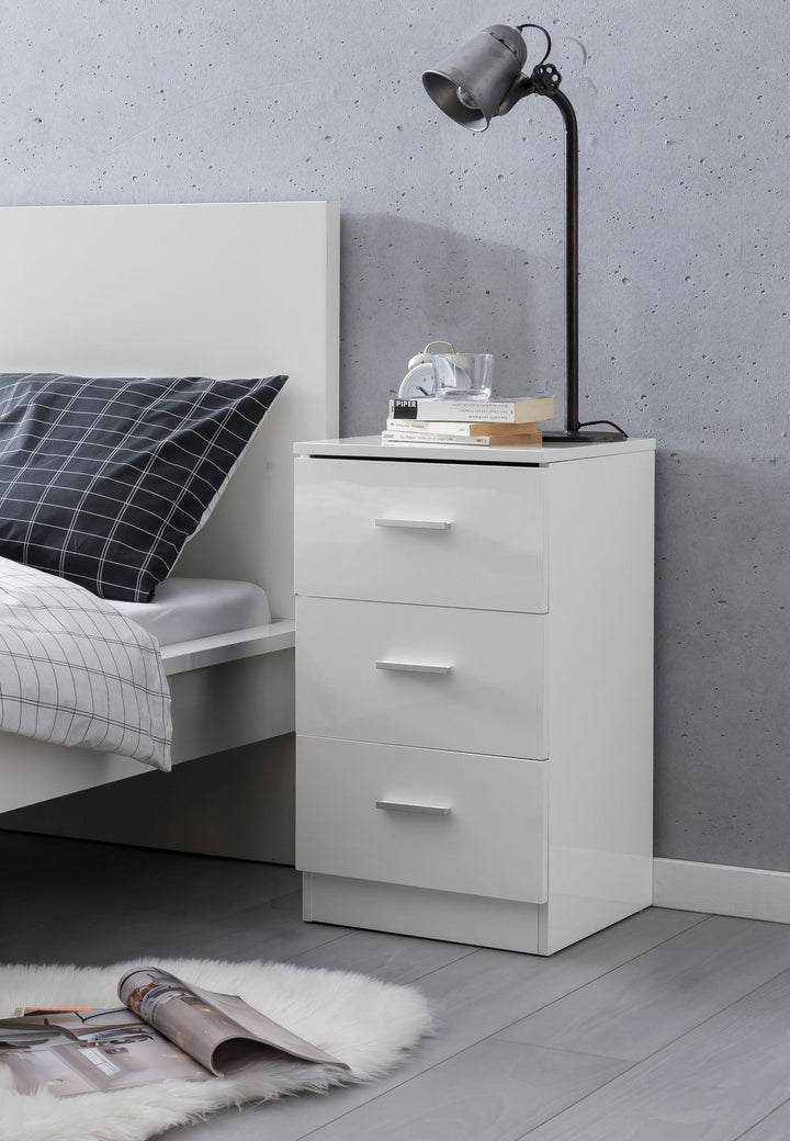 Moderne Hochglanz Nachtkonsole für Luxus Schlafzimmer_ 3 Schubladen_ Robuste Bauweise - KADIMA DESIGN_Größe_ 38x35x67 cm_#sku_BARWL5.868#