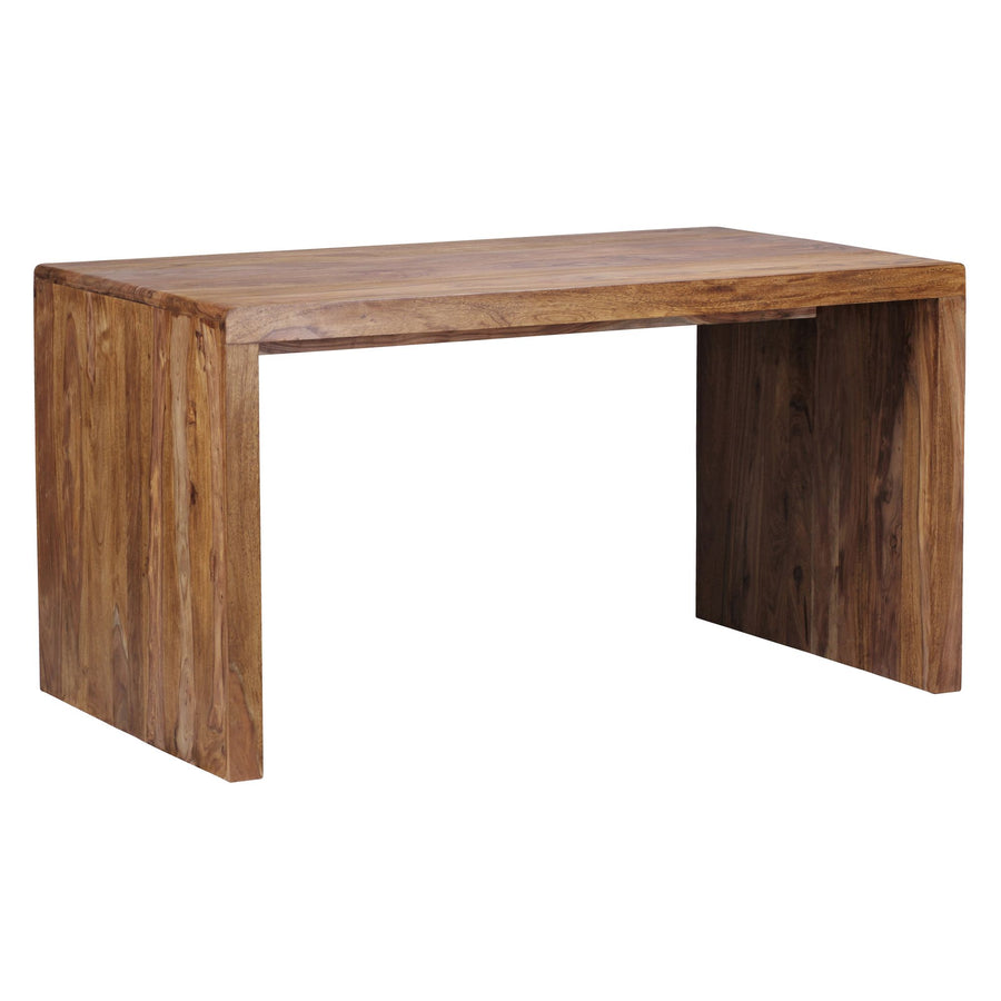 Schreibtisch TEKO_ Massivholz Sheesham_ 160x80 cm_ Stauraum_ abgerundete Ecken_ stabil - KADIMA DESIGN_Farbe_ Braun_ Größe_ 140x80x76 cm_