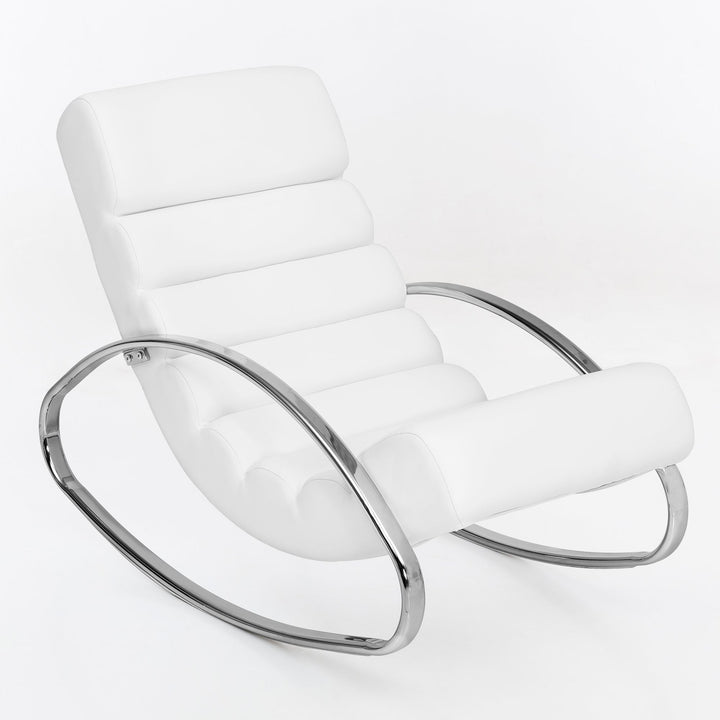 KADIMA DESIGN Schaukelstuhl MUR - Bequemer Relaxsessel mit stilvollem Design und Wippfunktion_Weiß_Kunstleder_#sku_BARWL1.857#