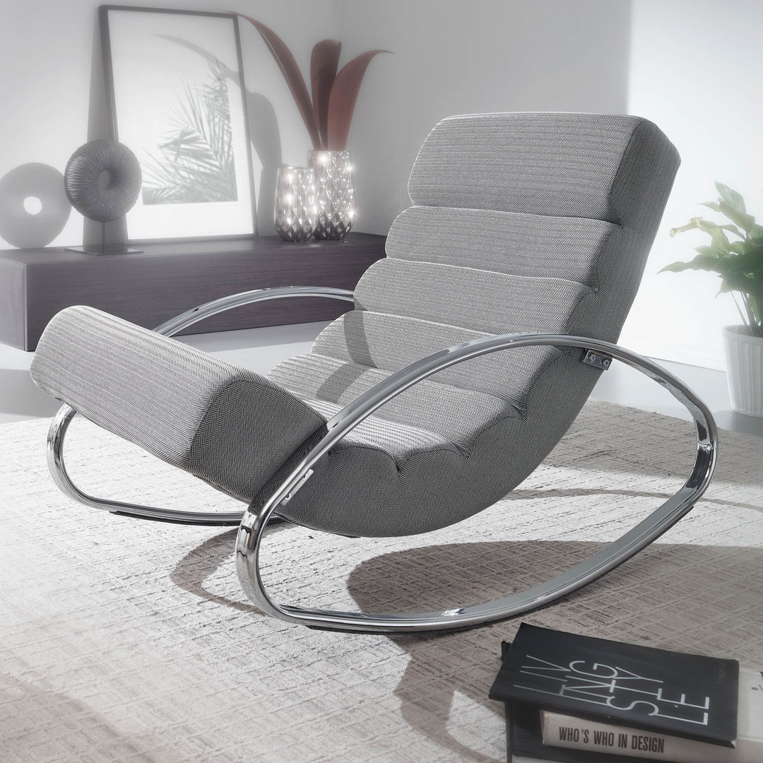 KADIMA DESIGN Schaukelstuhl MUR - Bequemer Relaxsessel mit stilvollem Design und Wippfunktion_Grau_Stoff_#sku_BARWL6.222#