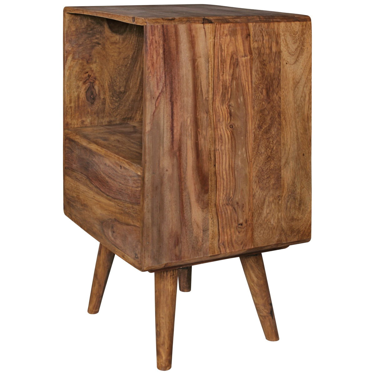Retro Nachttisch aus Sheesham-Holz  70 cm - Für Boxspringbetten  Vintage-Stil - KADIMA DESIGN Größe  40x35x70 cm