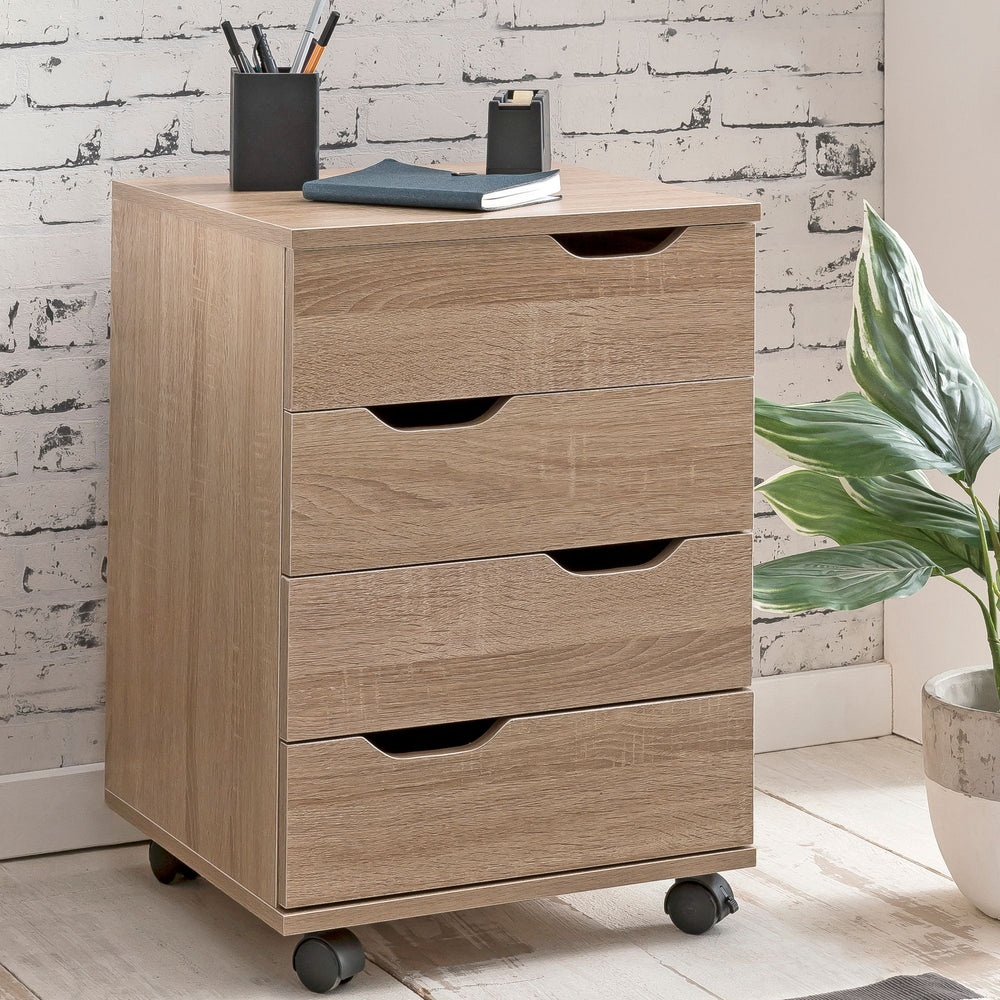 Stylischer Rollcontainer mit 4 Schubladen und Rollen_ Modernes Design für Büroambiente - KADIMA DESIGN_Größe_ 40x40x60 cm_