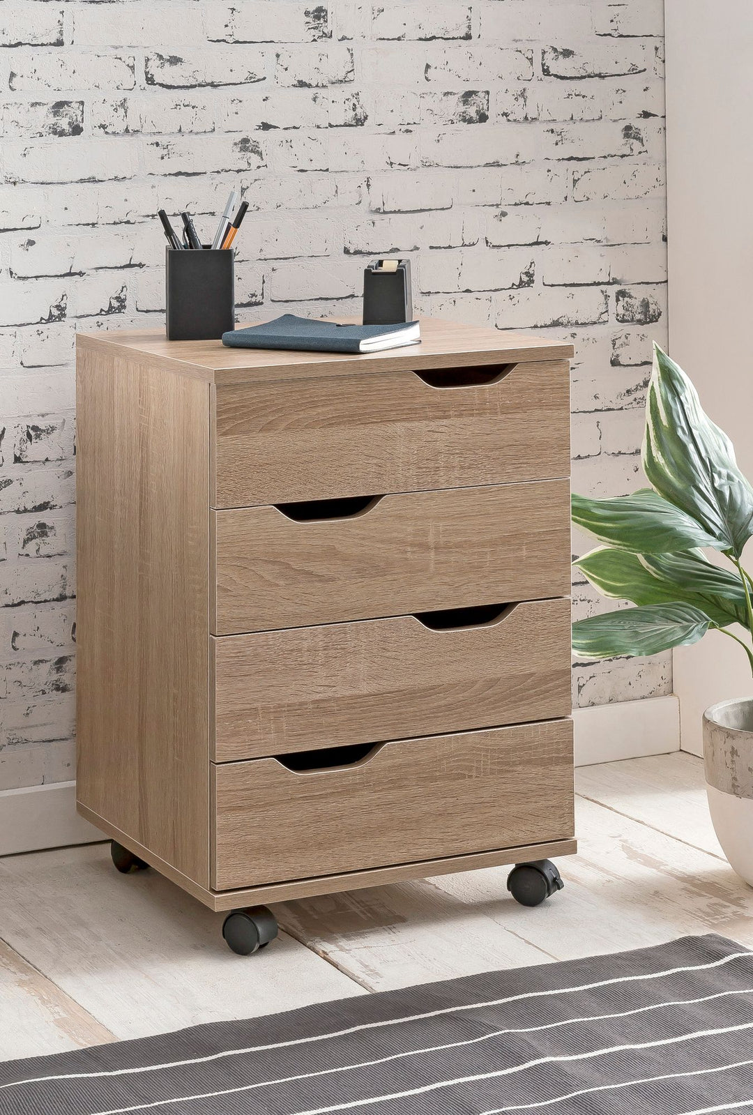 Stylischer Rollcontainer mit 4 Schubladen und Rollen_ Modernes Design für Büroambiente - KADIMA DESIGN_Größe_ 40x40x60 cm_