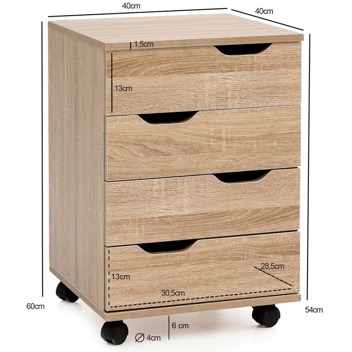 Stylischer Rollcontainer mit 4 Schubladen und Rollen_ Modernes Design für Büroambiente - KADIMA DESIGN_Größe_ 40x40x60 cm_
