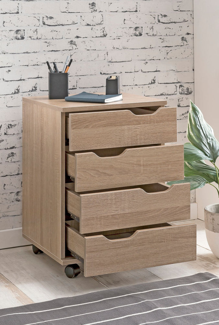 Stylischer Rollcontainer mit 4 Schubladen und Rollen_ Modernes Design für Büroambiente - KADIMA DESIGN_Größe_ 40x40x60 cm_