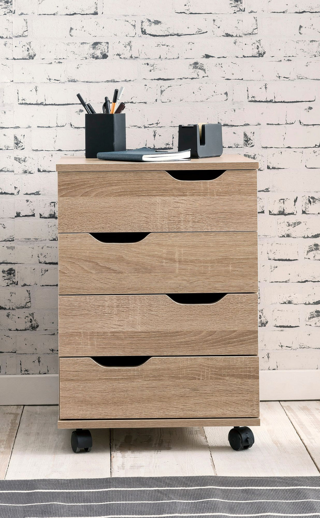 Stylischer Rollcontainer mit 4 Schubladen und Rollen_ Modernes Design für Büroambiente - KADIMA DESIGN_Größe_ 40x40x60 cm_